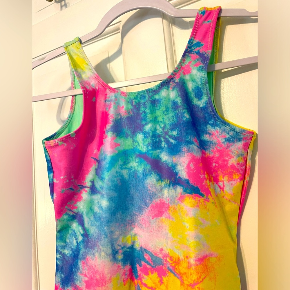 NWT H&M 10-12 Girls Rainbow Tie-Dye One Piece Swimsuit - Picture 3 of 5